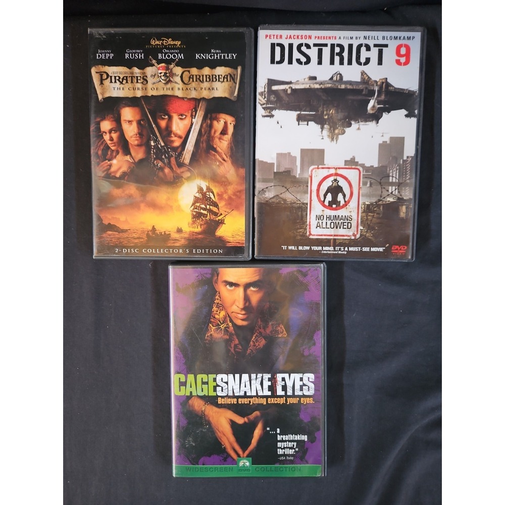 Action DVD's Movies Pirates of the Caribbean, District 9, Snake Eyes